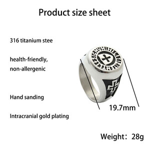 Men's <b>Titanium</b> Steel Cross <b>Ring</b> Silver Shield Design Punk Style Fashion Jewelry 26037 - Product Image 4