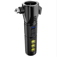 Marteau de sécurité d'urgence portable rechargeable pour voiture avec lampe torche LED, brise-vitre, outil d'évacuation d'urgence