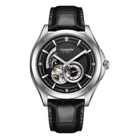 Montre automatique HANBORO pour homme en acier inoxydable MIYOTA, verre saphir, bracelet en cuir, pour affaires, formelle, quotidienne, bureau, haute qualité