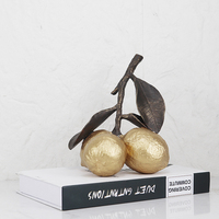 Sculpture en métal Citron en gros, Bronze foncé et Or, Faite à la main, Décoration de luxe moderne pour la maison et l'hôtel, Ornement d'art de table