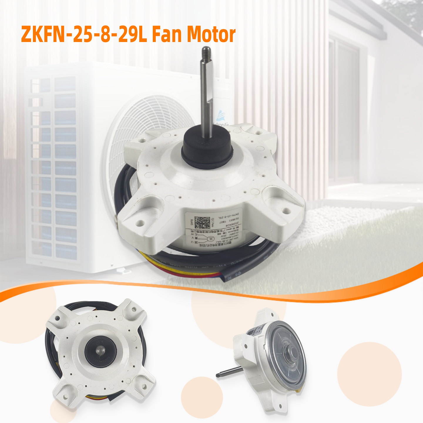 ZKFN-25-8-29L Indoor Fan Motor DC280V 900RPM 25W CCW ECL 8poles