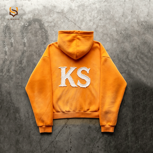 เสื้อฮู้ดดี้ทรงบ็อกซี่แบบครอป ผ้าหนา 420 กรัม ซิปคู่ ล้างสีแบบแอซิดวอช ปักโลโก้แบบแอพพลิเคชั่น - Product Image 3