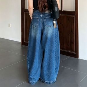 Jean baggy taille haute pour <span class=keywords><strong>femme</strong></span>, coupe large, en denim délavé vintage avec coutures apparentes, <span class=keywords><strong>pantalon</strong></span> décontracté ample style streetwear - Product Image 5