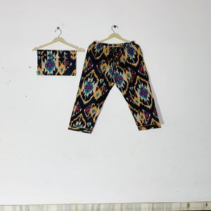 Conjunto de Pijama Floral con Cuello Camisero y Estampado a Mano, Ropa de Dormir de Algodón, Ropa de Dormir y de Estar por Casa de Verano Estilo Bohemio para Mujer, Regalo - Product Image 3