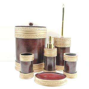 Set di Accessori da Bagno di Lusso in Resina con Motivo Bambù, 6 Pezzi, Kit Completo per Doccia e Lavabo, Arredo Bagno per Hotel e Casa - Product Image 5