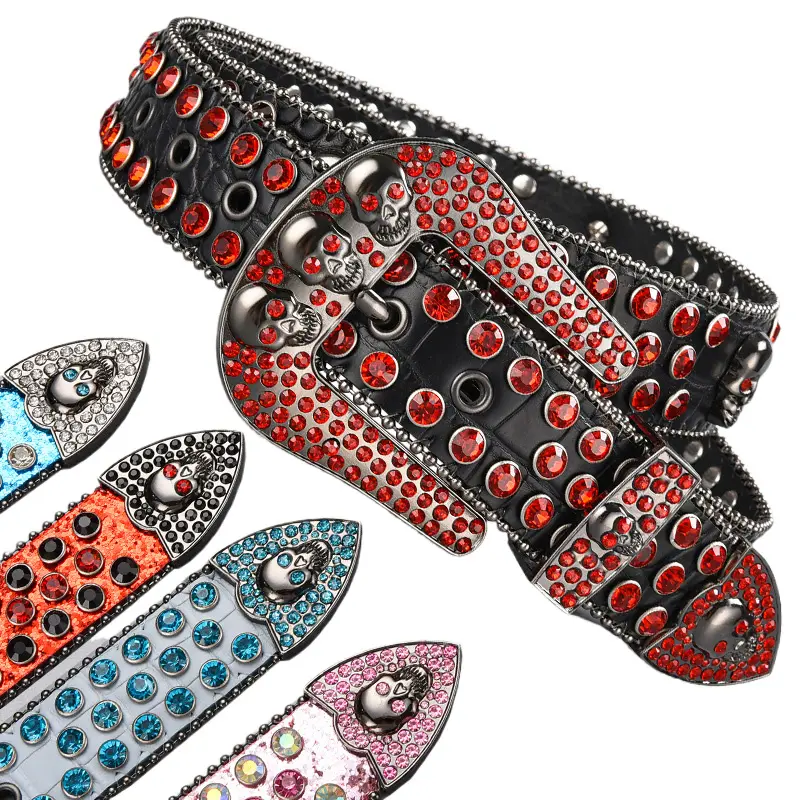 Custom Luxury Crystal Men Women Unisex Diamond Studded Rhinestone Western Designer Leather Belts