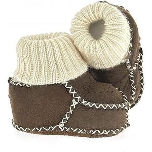 Fleece Lined Baby <b>Booties</b> <b>Ankle</b> <b>Bootie</b> Round Toe Flat Heel Winter Suede Look Knitted Cuff Anti-Slippery Slip-On - Product Image 3