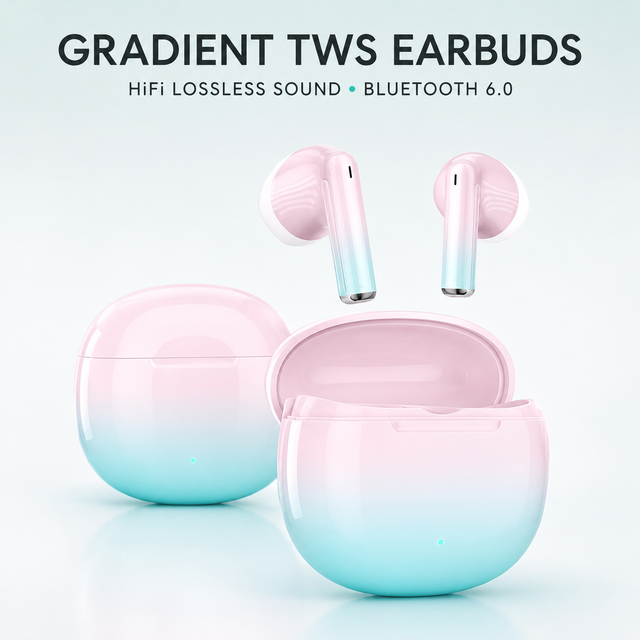 Gradient TWS Earbuds Semi-in-ear HiFi Lossless Sound 5-10 Hours Battery Compact Comfortable Gaming Low Latency for 5.4 ANC