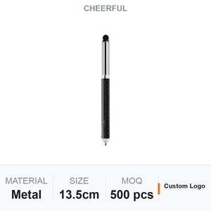 Premium Cylindrical Dual Function <b>Pen</b> with Silver Rose <b>Gold</b> Metal Upper and Woven Texture Black Barrel Stylus Writing Tip Custom - Product Image 1