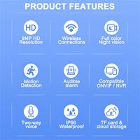 Kamera Keamanan Ikevision Tuya Smart 4K 8MP Sensor CMOS WiFi 2.4G PTZ dengan Visi Malam Berwarna, Lensa 2.8mm, Ukuran Mini, Tahan Air