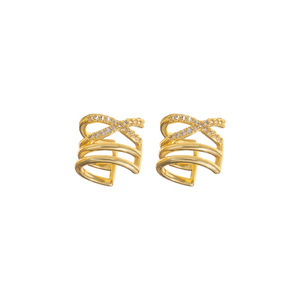 Pendientes de clip en forma de cruz, de aleación de zinc dorada, pendientes de aro en forma de U para cartílago de la oreja, sin perforación, joyería de moda para mujer - Product Image 5