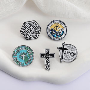 Demandez à Turst Dieu Épingles en émail Forme de croix Religieux <span class=keywords><strong>Ne</strong></span> vous inquiétez pas Dieu soit avec vous Broches Revers Émail doux Badge - Product Image 1
