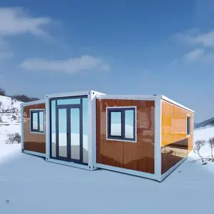 Casa de contenedor xpandable, casa prefabricada soldada con estructura de acero, 3 dormitorios