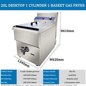 Truy cập hàng đầu gas Nồi chiên sâu với Temp dầu tap tự động khoai tây chiên công suất lớn chiên Máy 20L + 20L Tank Fryer với dầu tap - Product Image 3