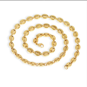 قلادة حبوب قهوة من الفولاذ المقاوم للصدأ مطلية بالذهب عيار 18 مع سلسلة صندوق قلادة بسوار سميك عصري للحفلات مقاومة للماء - Product Image 4