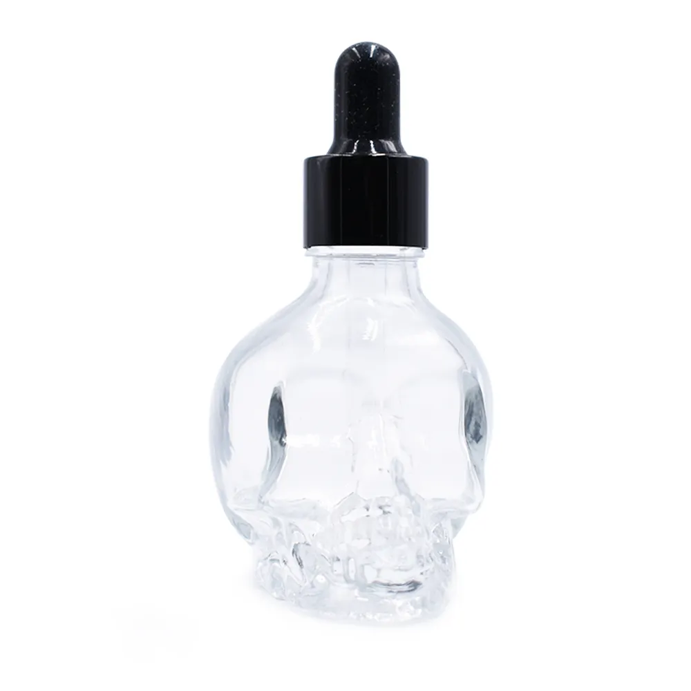 Botol Tetes Cairan E Botol Bening untuk Anak, Botol Bentuk Tengkorak 30Ml 60Ml 120Ml dengan Topi Anti Anak