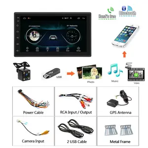 Podofo Android 9.1 Auto Radio Video 7 Inch 2 Din Auto Stereo Autoradio Gps Wifi Bt Fm Ontvanger Rds + 4 Led Camera