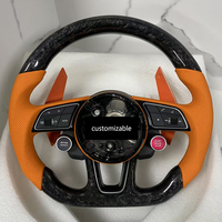 Volante de Fibra de Carbono Forjada y Cuero Perforado para Audi A4 A5 A6 S3 S4 S5 RS3 RS4 Q3 Q5 Q7 TT, Volante Personalizado con Base Plana