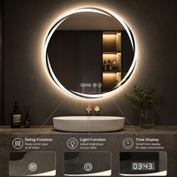 Miroir de salle de bain intelligent LED rectangulaire moderne avec cadre en aluminium, fixation murale, commande tactile, lumière à intensité variable et fonction anti-buée
