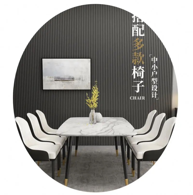 Nordic Marmer Meja Makan Persegi Panjang Besi Seni Modern Rumah Cahaya Restoran Makanan Meja Restoran Apartemen Kecil Meja Makan