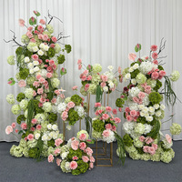 Aanpasbare roze en groene kunstbloemen boog voor bruiloft bloemstukken hortensia's kunstbloemen bruiloft