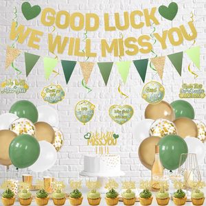 Decoraciones para Fiesta de Despedida, Pancarta Verde Te Vamos a Extrañar, Adorno para Pastel, Globos, Espirales Colgantes, Kit de Decoración para Fiesta de Jubilación - Product Image 2