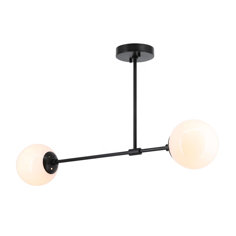 Luz moderna semiempotrada de doble Globo, iluminación montada en empotrado de cristal negro mate para decoración del hogar