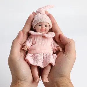 6.29 inch Mini Reborn Baby Dolls Sweet Girl Full Silicone Body Best Gift for Kids