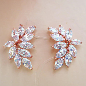 Orecchini a Perno a Forma di Foglia Marquise per Donne, Brillanti Orecchini Botanici, Gioielli di Moda Quotidiana - Product Image 6