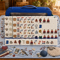 Meowjong : Ensemble de Mahjong Thème Chat et Fil à Tricoter - Tuiles Uniques Faites à la Main pour les Amoureux des Chats et les Soirées Jeux