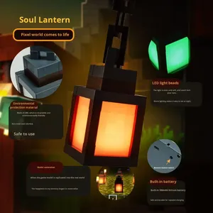 Lámpara Nocturna LED <span class=keywords><strong>Minecraft</strong></span> Soul Lantern - Lámpara Colgante Recargable, Réplica Decorativa del Juego con 2 Modos de Luz, para Dormitorio - Product Image 2
