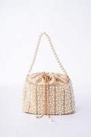 Pochette de soirée élégante pour femme, style vintage, ornée de perles, sac à main décontracté de style boîte avec doublure en polyester et chaîne décorative