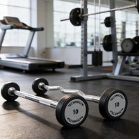 Ensemble d'haltères à poids fixe de qualité commerciale 20 kg (barre droite/barre curl) – Équipement d'entraînement physique professionnel durable