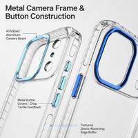 Coque de téléphone transparente en TPU pour iPhone 17 16 Pro Max avec anneau de caméra en métal et protection antichoc des boutons