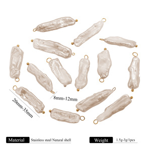 Ciondolo Charm in <span class=keywords><strong>Perla</strong></span> d'Acqua Dolce Barocca Naturale per Bracciali, Collane, <span class=keywords><strong>Orecchini</strong></span>, Componenti per Creazioni Artigianali - Product Image 5