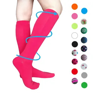 Custom solid blank sports medias de compression socks printed knee high riding soccer compression socks for circulation