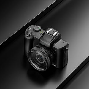 กล้องวินเทจสไตล์มืออาชีพ ซูมออปติคอล โฟกัสอัตโนมัติ วิดีโอ 5K UHD สำหรับวิดีโอบล็อก กล้องเลนส์คู่ ไฟแฟลช กล้อง 5K - Product Image 1