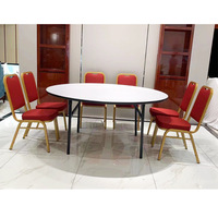 Table de banquet ronde pliable en bois de haute qualité, design moderne, idéale pour hôtels, restaurants et mariages en extérieur – Meilleure vente