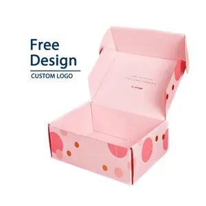 無料サンプルカスタムロゴピンク色化粧品段ボール包装メーラー配送ボックス紙箱