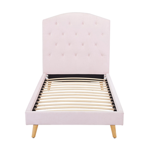 Nuevo Modelo de Cama Matrimonial <span class=keywords><strong>Grande</strong></span> con Estructura de Madera Maciza y Tapizado de Tela Rosa - Product Image 1