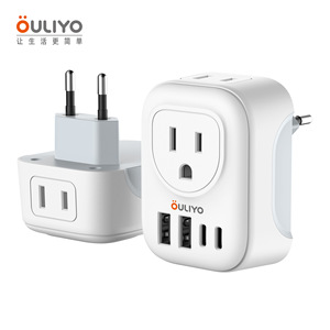 OULiYO Travel <b>Adapter</b> 2USB A+2USB C <b>UK</b> to US <b>Plug</b> Universal Charging Converter - Product Image 4