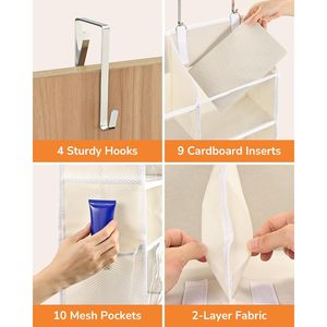 <b>Over</b> <b>The</b> <b>Door</b> Organizer 20 Pockets Beige Hanging Storage For Bathroom Baby Products Heavy Duty <b>Hook</b> Type Neatening Rack - Product Image 4