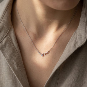Hong Kong Wholesale Exquisite Diamond Design Jewelry 18K <b>Solid</b> White <b>Gold</b> Natural Diamond Daily Wearing Chain <b>Pendant</b> Necklace - Product Image 5
