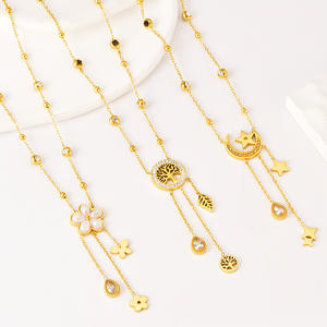 Collier avec breloques pour femmes, mode, acier inoxydable <span class=keywords><strong>de</strong></span> haute qualité, breloques en or, lune, étoile, cœur - Product Image 1