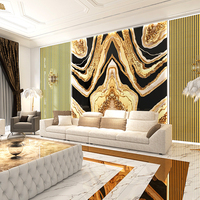 Dalles en pierre frittée onyx noir or, carreaux en porcelaine polis et émaillés pour la décoration intérieure et murale de salles de bain de luxe