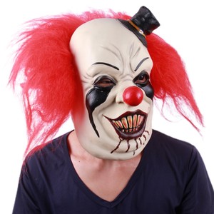 Máscara <span class=keywords><strong>de</strong></span> <span class=keywords><strong>Payaso</strong></span> Pintada <span class=keywords><strong>de</strong></span> Cabello Rojo Sonriente y Aterrador para Halloween y Navidad, Ecológica, <span class=keywords><strong>de</strong></span> Látex con Nariz Roja, para Regresar a la Esencia - Product Image 2