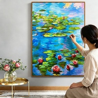 Kit de Peinture Acrylique DIY Personnalisé OEM Paysage Étang de Lotus d'Été par Numéros, Style Créatif Fait Main, Impression Numérique, Décoration Murale