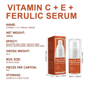 Sérum Visage Anti-Âge à l'Acide Férulique + Vitamine C + E, <span class=keywords><strong>Vente</strong></span> Chaude Beauté, OEM ODM, Sérum Éclaircissant <span class=keywords><strong>Bio</strong></span> pour le Visage à la Vitamine C, Soin de la Peau - Product Image 4