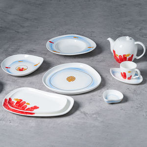 Vaisselle en porcelaine fine blanche de luxe, ensemble de vaisselle en céramique pour hôtel et restaurant, motif de récif corallien, vente en gros - Product Image 2