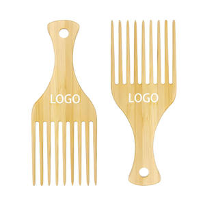 Logo personnalisé emballage <span class=keywords><strong>Afro</strong></span> Pick Peigne <span class=keywords><strong>Barber</strong></span> Styling Large Dent Bambou Bois Barbe Peigne À La Mode Portable Outil De Coiffure - Product Image 2